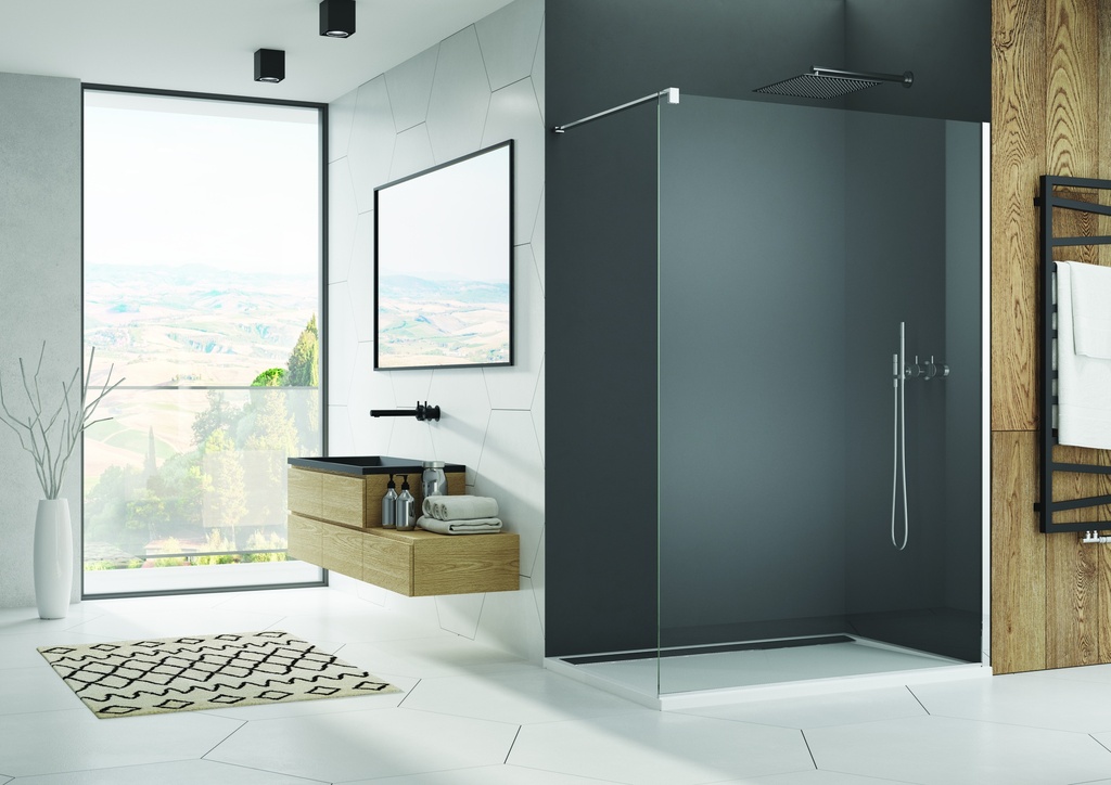 PAROI LIBRE SANSWISS WALK-IN EASY 140CM PROFILE CHROME VERRE TRANSPARENT