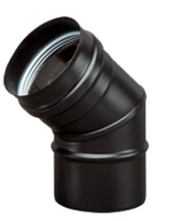 COUDE INOX SIMPLE PAROI NOIR POUR PELLET 45° 100