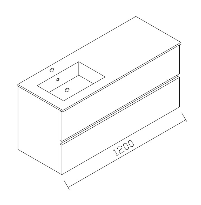 ENSEMBLE ALKE SQUARE SPACE LINE 120cm VASQUE PORCELAINE GAUCHE ET MIROIR AVEC AUVENT LED CHENE HALIFAX