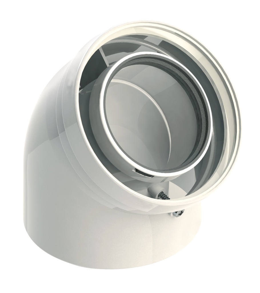 COUDE VENTOUSE PP/ALU EXPO INOX 45° 80/125