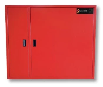 ARMOIRE POUR DEVIDOIR FIXE OU PIVOTANT 2 PORTES AVEC COMPARTIMENT EXTINCTEUR 1000*1100*265mm