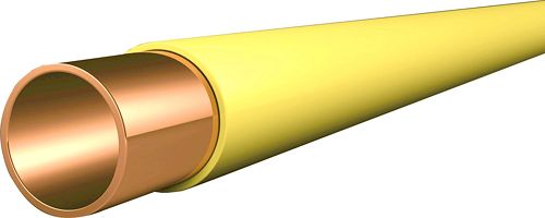 TUBE CUIVRE RIGIDE ENROBE JAUNE 22mm X 1mm LONGUEUR DE 5M