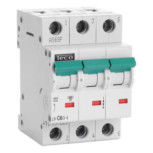 [L9C634] DISJONCTEUR TECO TRI 3 POLES 6A COURBE C 4.5KA