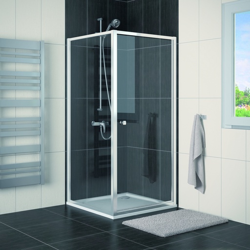 [ECOP10005007] PORTE PIVOTANTE ECO-LINE REVERSIBLE 100CM PROFILE CHROME VERRE TRANSPARENT