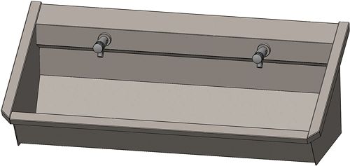 [102M3] AUGE INOX INTERSAN 120CM AVEC 2 ROBINETS TEMPORISE