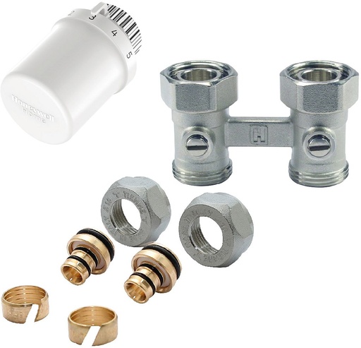 [TL3095W0DY1536] KIT BLOC H BI-TUBE SOL AVEC RACCORD ALPEX 16mm POUR RADIATEUR AVEC VANNE INTEGREE
