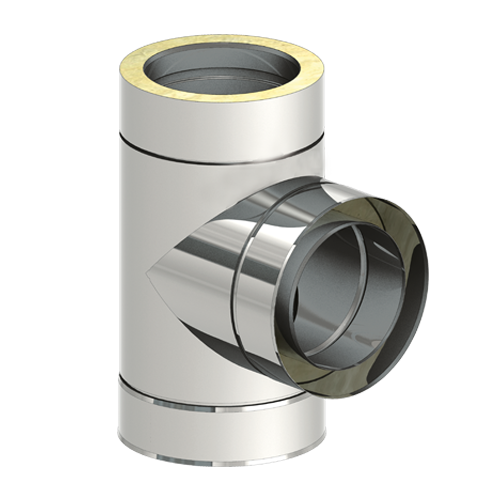 [X009080] TE INOX DOUBLE PAROI 90° 80mm