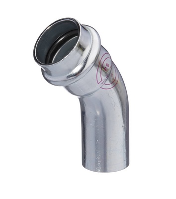 [12142ASF] COUDE A SERTIR V-PRESS ELECTROZINGUE MF 45° 42mm